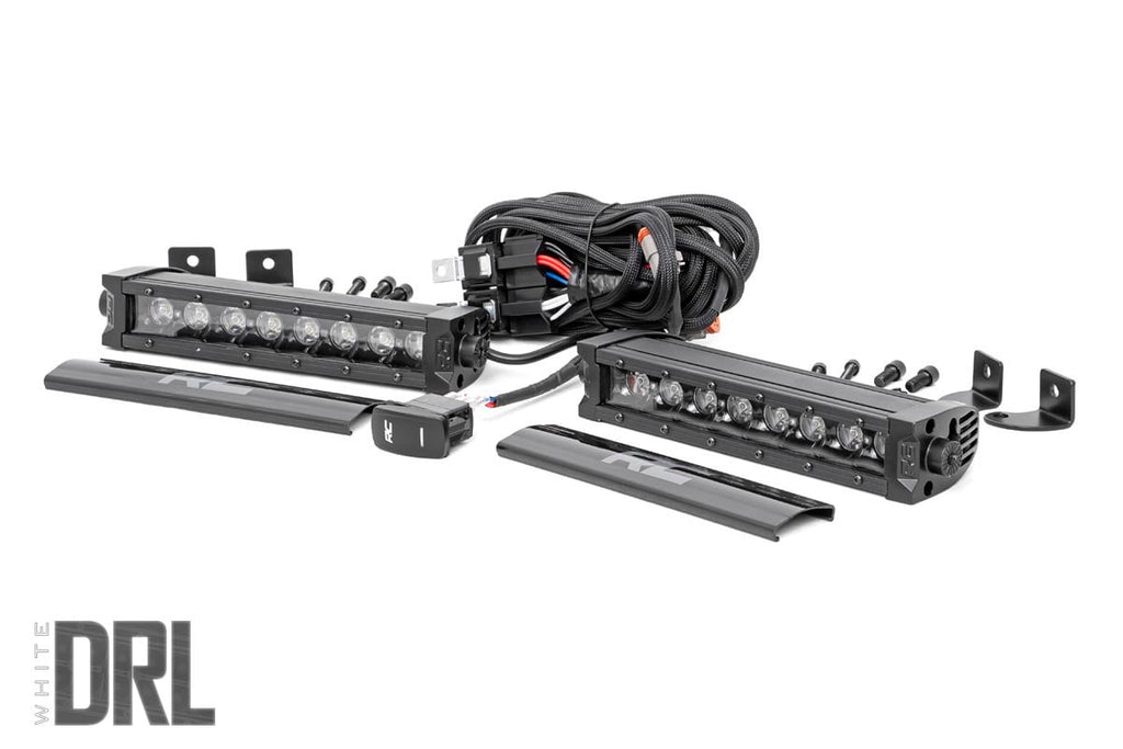8 Inch Black Series LED Light Bar Single Row Cool White DRL Pair Rough Country