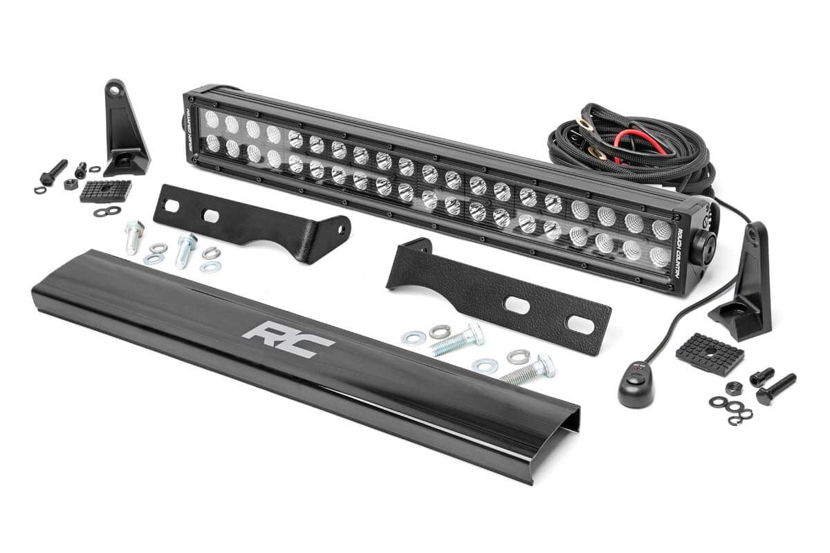LED Light Kit Bumper Mount 20 Inch Black Dual Row Jeep Grand Cherokee WK2 (11-20) Rough Country