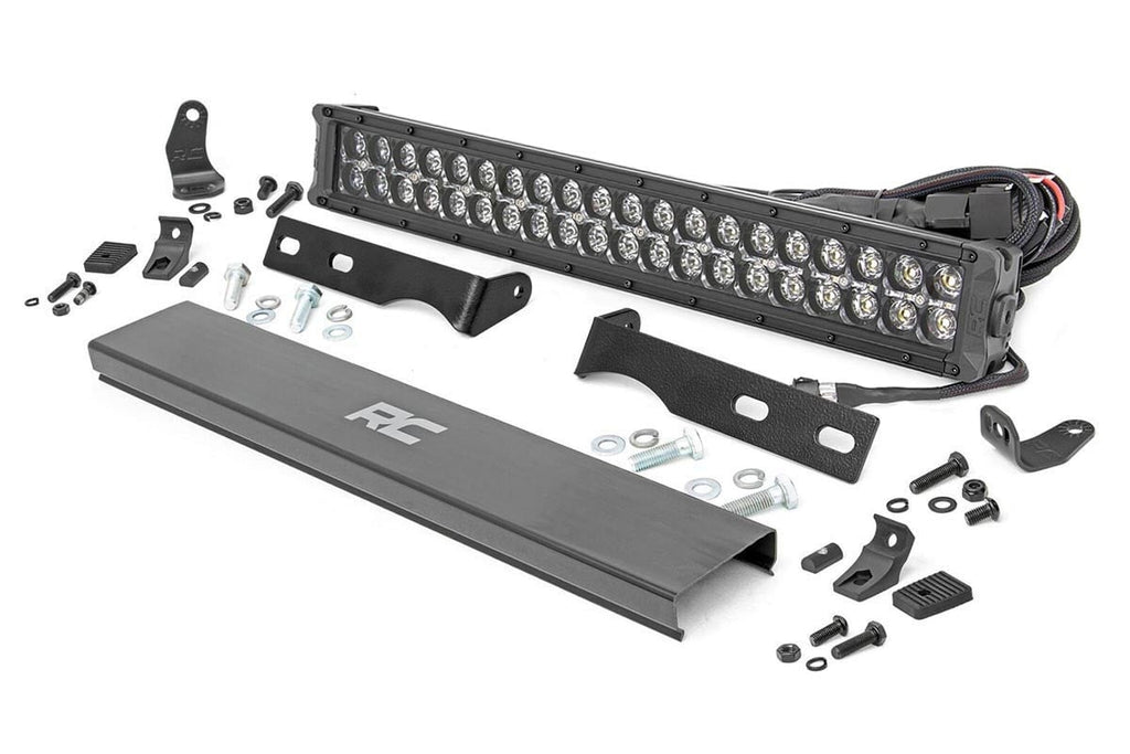 LED Light Kit Bumper Mount 20 Inch Black Dual Row White DRL Jeep Grand Cherokee WK2 (11-20) Rough Country