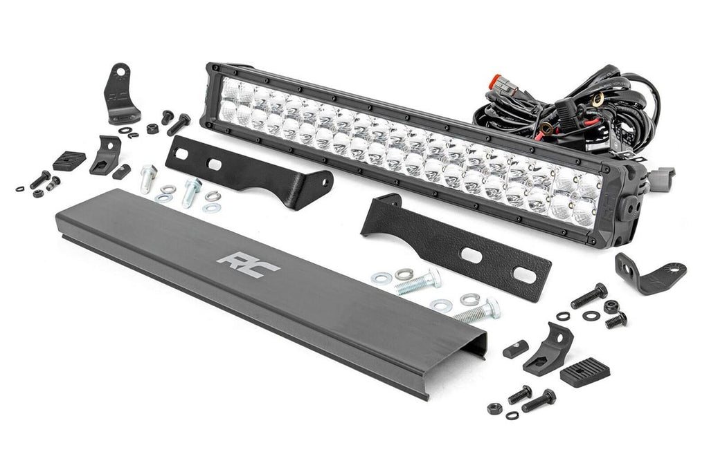 LED Light Kit Bumper Mount 20 Inch Chrome Dual Row White DRL Jeep Grand Cherokee WK2 (11-20) Rough Country