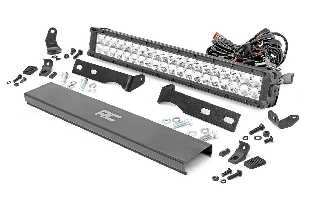 LED Light Kit Bumper Mount 20 Inch Chrome Dual Row White DRL Jeep Grand Cherokee WK2 (11-20) Rough Country