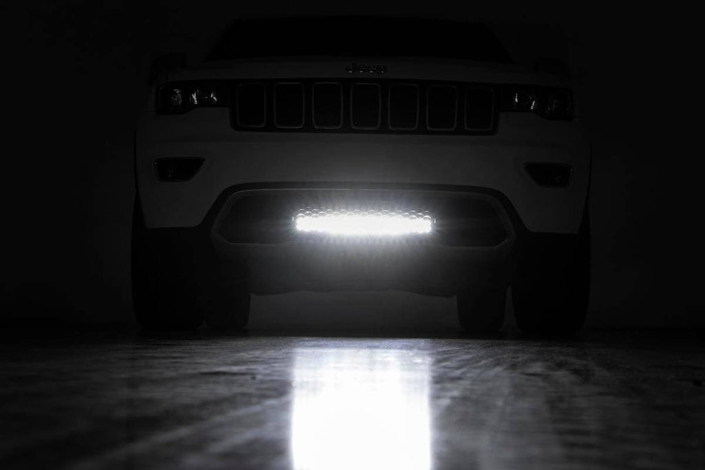 LED Light Kit Bumper Mount 20 Inch Chrome Dual Row Amber DRL Jeep Grand Cherokee WK2 (11-20) Rough Country