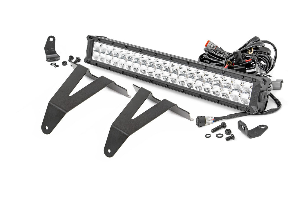 LED Light Kit Bumper Mount 20 Inch Chrome Dual Row Amber DRL Ram 1500 (19-24) Rough Country