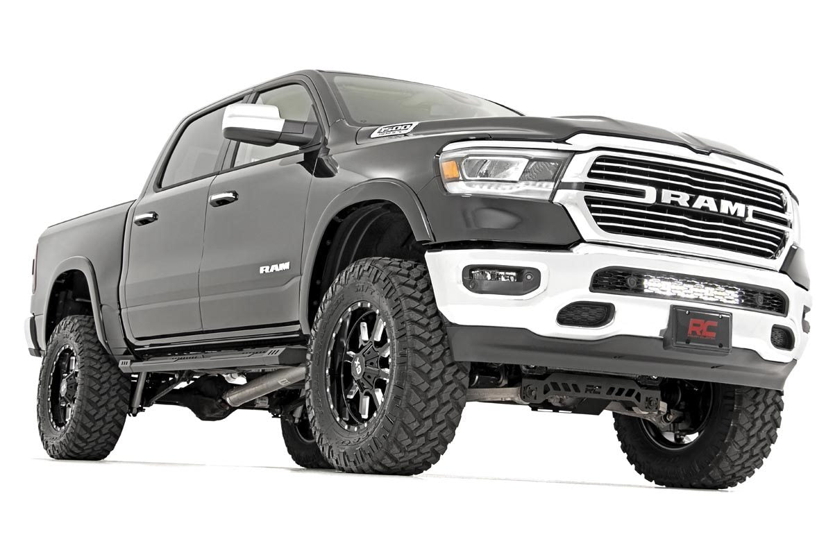 LED Light Kit Bumper Mount 20 Inch Chrome Dual Row Amber DRL Ram 1500 (19-24) Rough Country