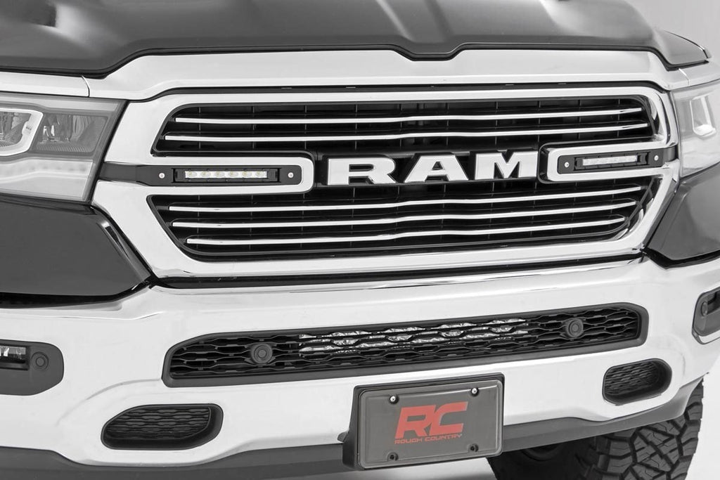Dual 6in LED Grille Kit Chrome Slimline Ram 1500 2WD/4WD (2019-2024) Rough Country