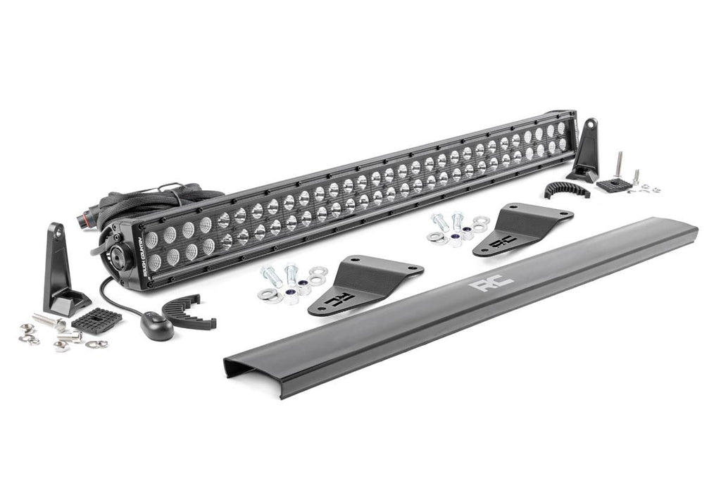 LED Light Kit Bumper Mount 30 Inch Black Dual Row Toyota 4Runner (14-20) Rough Country