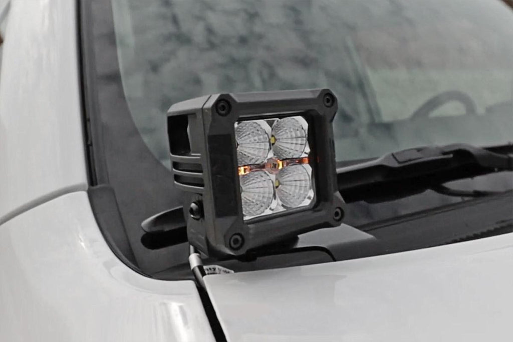 LED Light Kit Ditch Mount 3 Inch Chrome Wide Angle Pair Rough Country