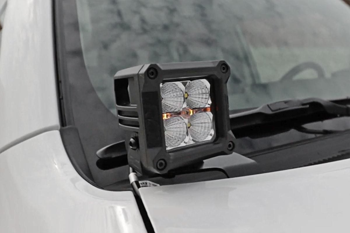 LED Light Kit Ditch Mount 2 Inch Black Pair Amber DRL Toyota 4Runner (10-24) Rough Country