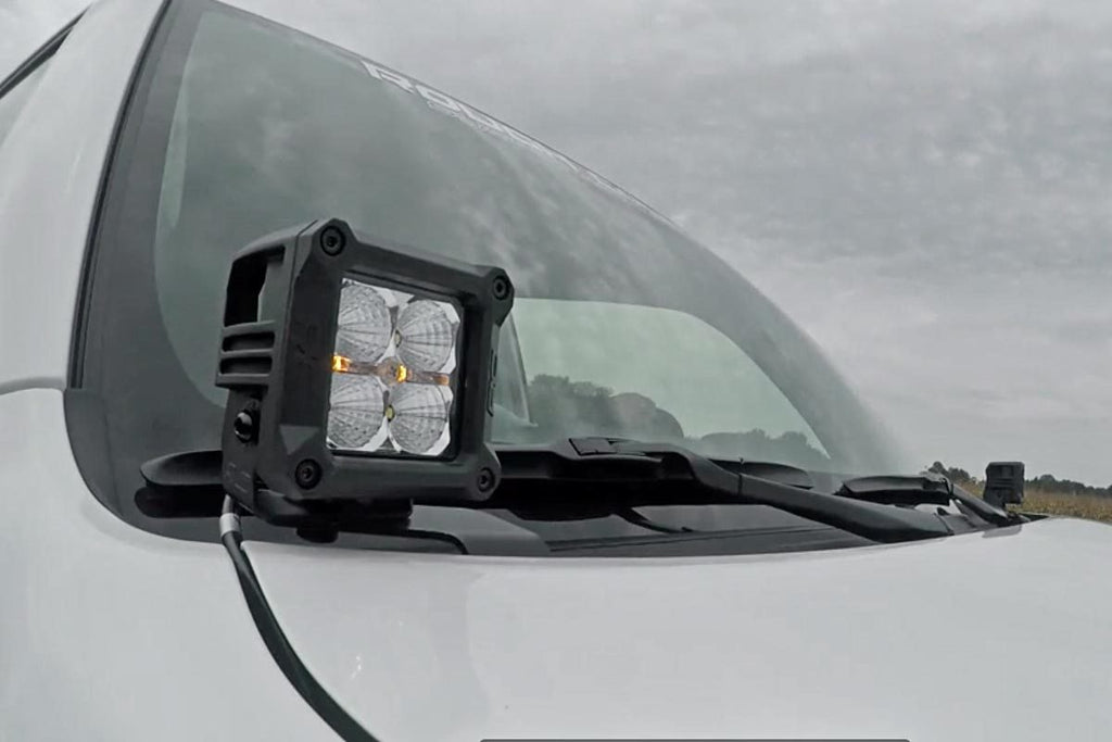 LED Light Kit Ditch Mount 2 Inch Black Pair Amber DRL Toyota 4Runner (10-24) Rough Country