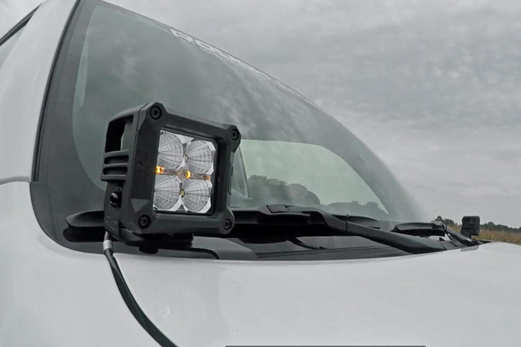 LED Light Kit Ditch Mount 2 Inch Black Flood Pair Toyota 4Runner (10-24) Rough Country
