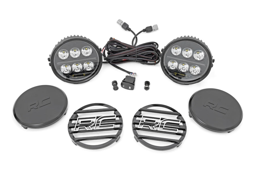 Black Series Halo LED Light Pair White/Amber DRL 6.5 Inch Round Rough Country