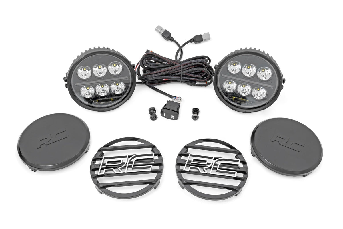 Black Series Halo LED Light Pair White/Amber DRL 6.5 Inch Round Rough Country