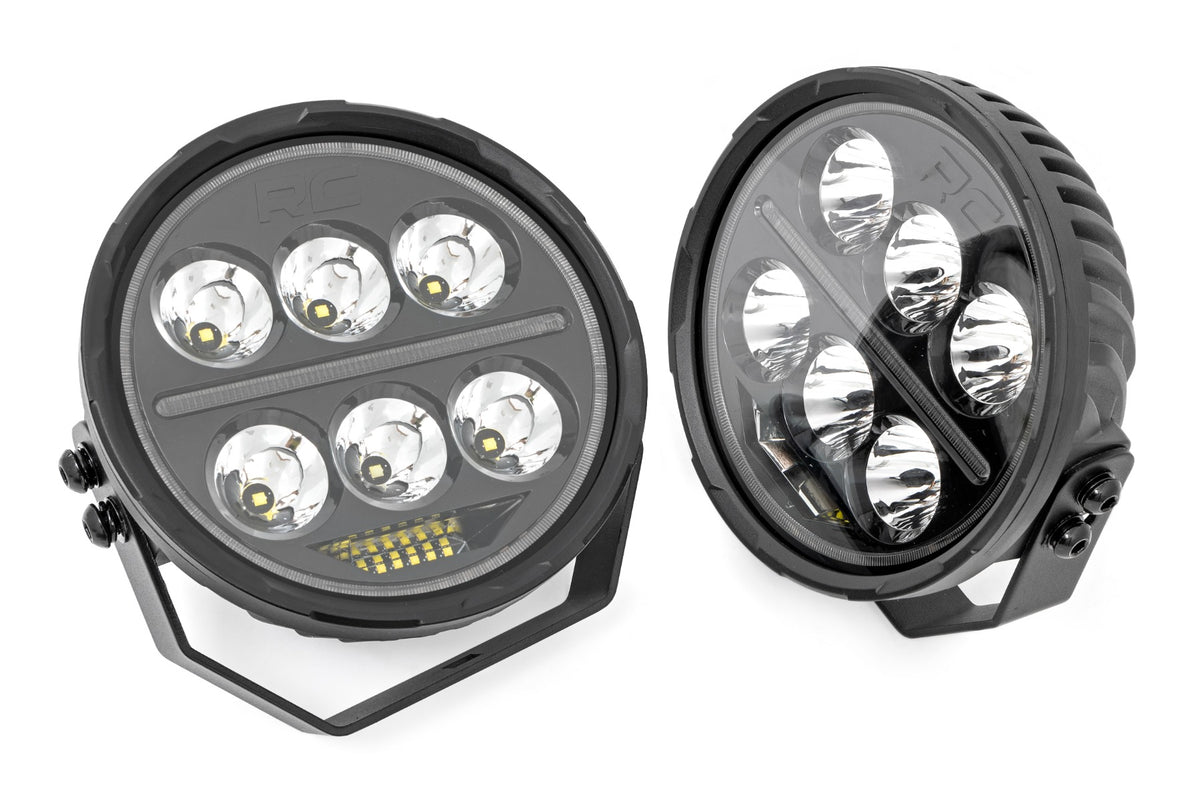 Black Series Halo LED Light Pair White/Amber DRL 6.5 Inch Round Rough Country