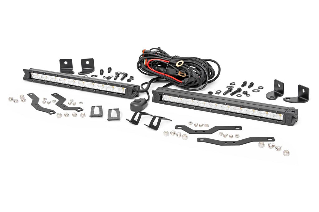 LED Light Kit Grille Mount 10 Inch Chrome Slimline Pair Ford F-150 (18-20) Rough Country