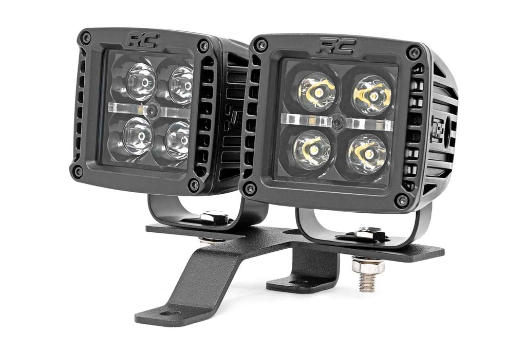 LED Light Kit Quad Cowl Mount 2 Inch Black White DRL Jeep Gladiator JT/Wrangler JL (18-26) Rough Country