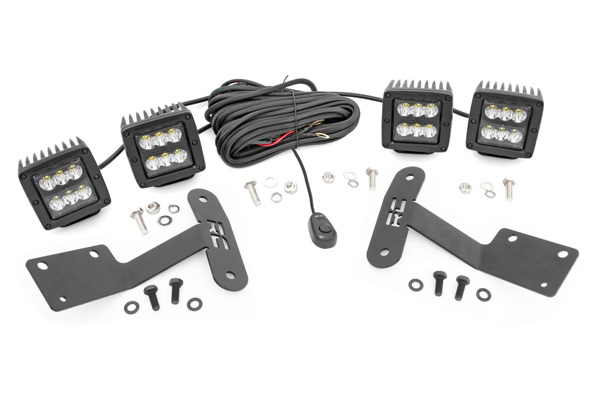 LED Light Kit Ditch Mount Dual 2 Inch Black Pairs Spot Toyota Tundra (14-21) Rough Country