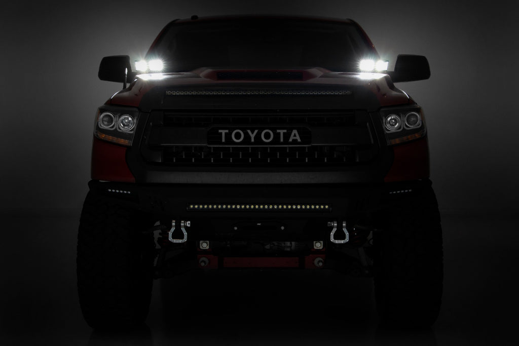 LED Light Kit Ditch Mount Dual 2 Inch Black Pairs Spot Toyota Tundra (14-21) Rough Country