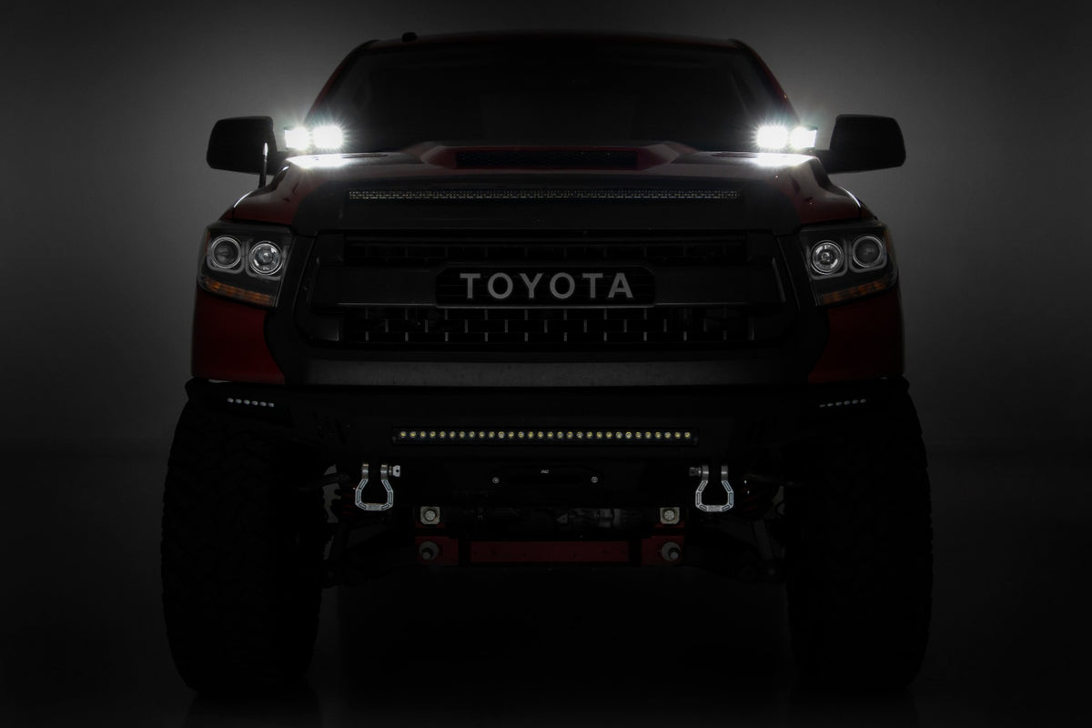 LED Light Kit Ditch Mount Dual 2 Inch Black Pairs Spot Toyota Tundra (14-21) Rough Country
