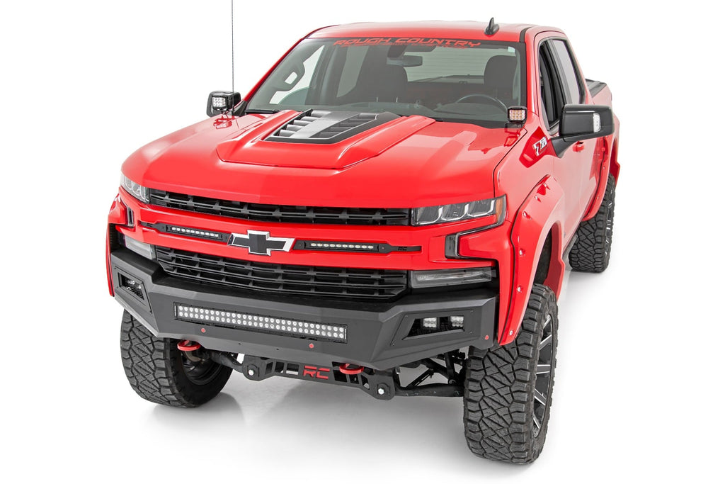 LED Light Kit Ditch Mount 2 Inch Black Pair Flood Chevy Silverado 1500 (19-26) Rough Country