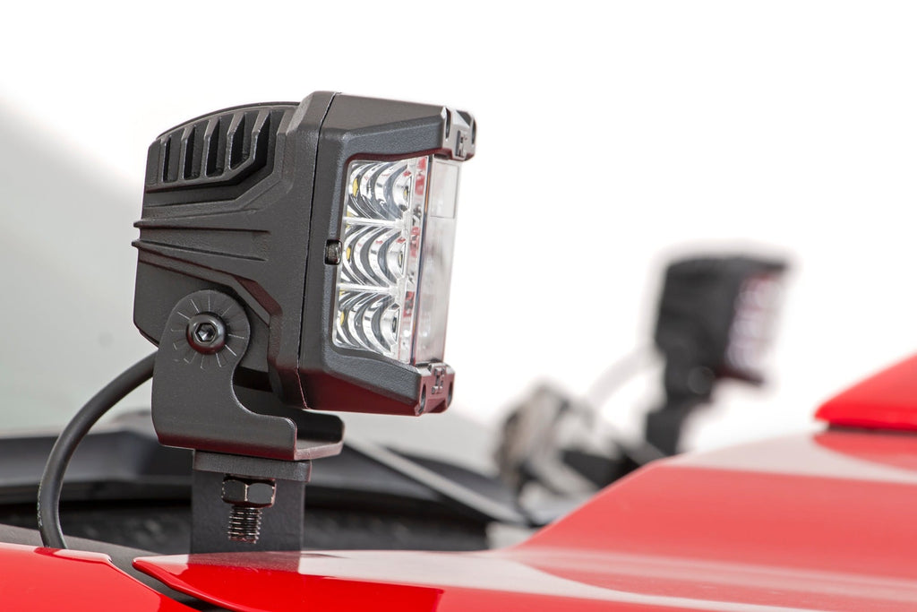 LED Light Kit Ditch Mount 2 Inch Black Pair Amber DRL Chevy Silverado 1500 (19-26) Rough Country