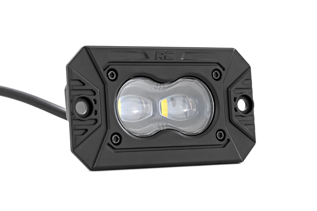 3x1.75 Inch Black Series Yellow LED Slim Aux SAE Fog Flush Mount Pair Rough Country