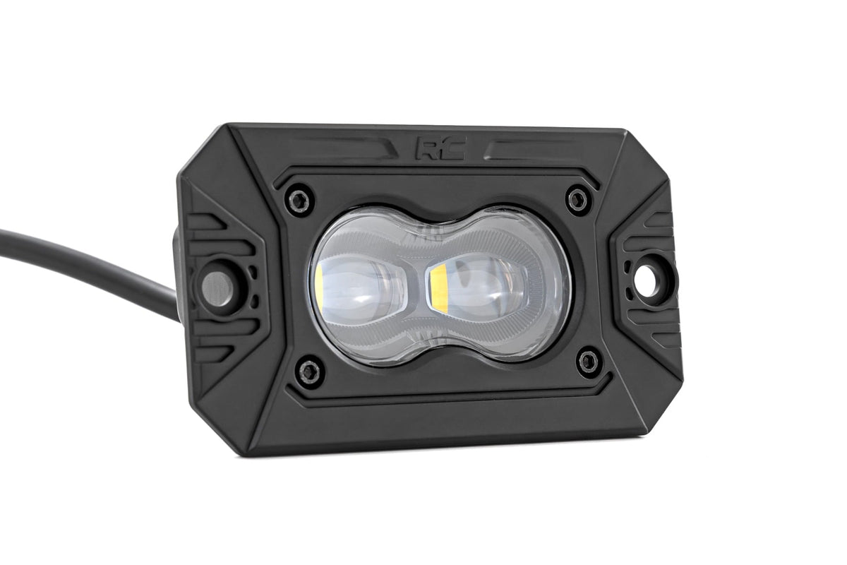 3x1.75 Inch Black Series Yellow LED Slim Aux SAE Fog Flush Mount Pair Rough Country