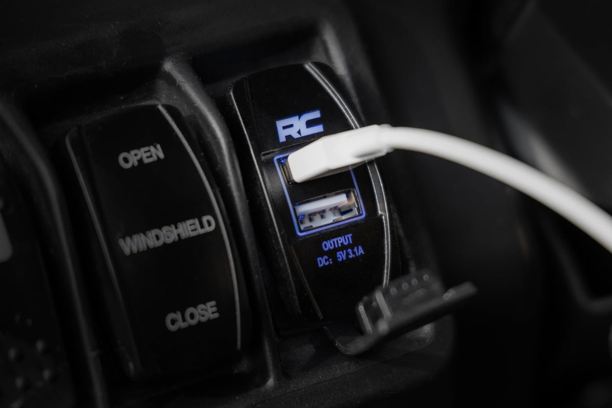USB Switch Insert 2x1 with Logo Blue Back Light Rough Country