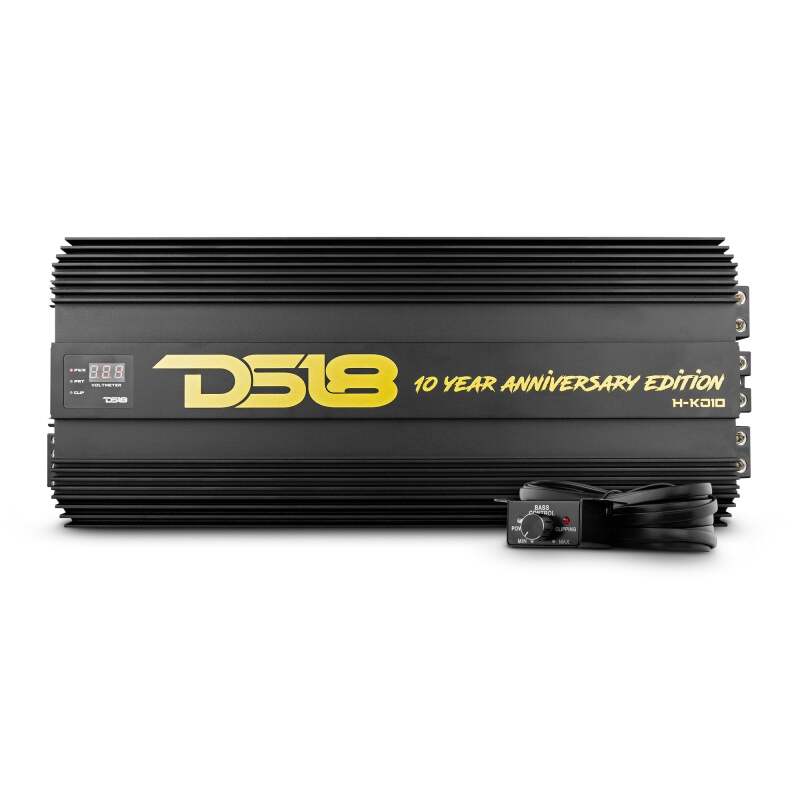 DS18 1-Chnl Amp 18000 Burst/0.67ohm 10000/1ohm 5800/2ohm 3500/4ohm Watts RMS w/ Voltmeter Black
