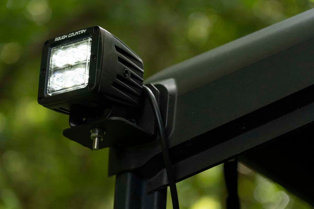 LED Light Cab Mount 2 Inch Black Pair Flood Can-Am Defender HD 5/HD 8/HD 9/HD 10 Rough Country