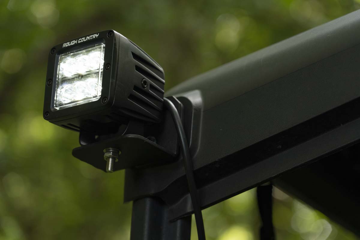 LED Light Cab Mount 2 Inch Black Pair Flood Can-Am Defender HD 5/HD 8/HD 9/HD 10 Rough Country