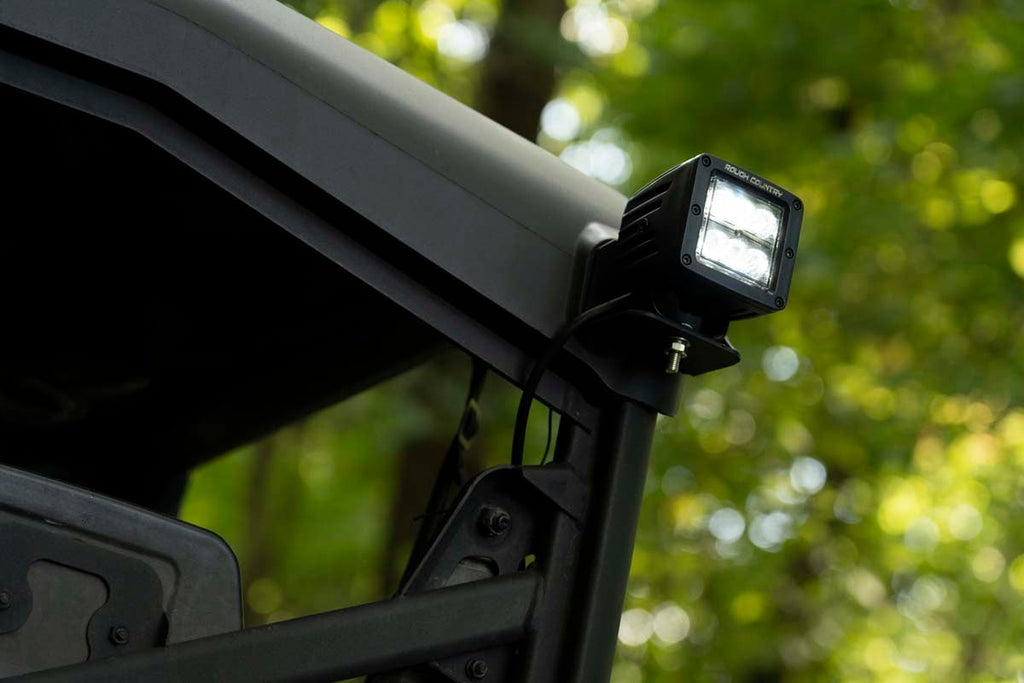 LED Light Cab Mount 2 Inch Black Pair Flood Can-Am Defender HD 5/HD 8/HD 9/HD 10 Rough Country