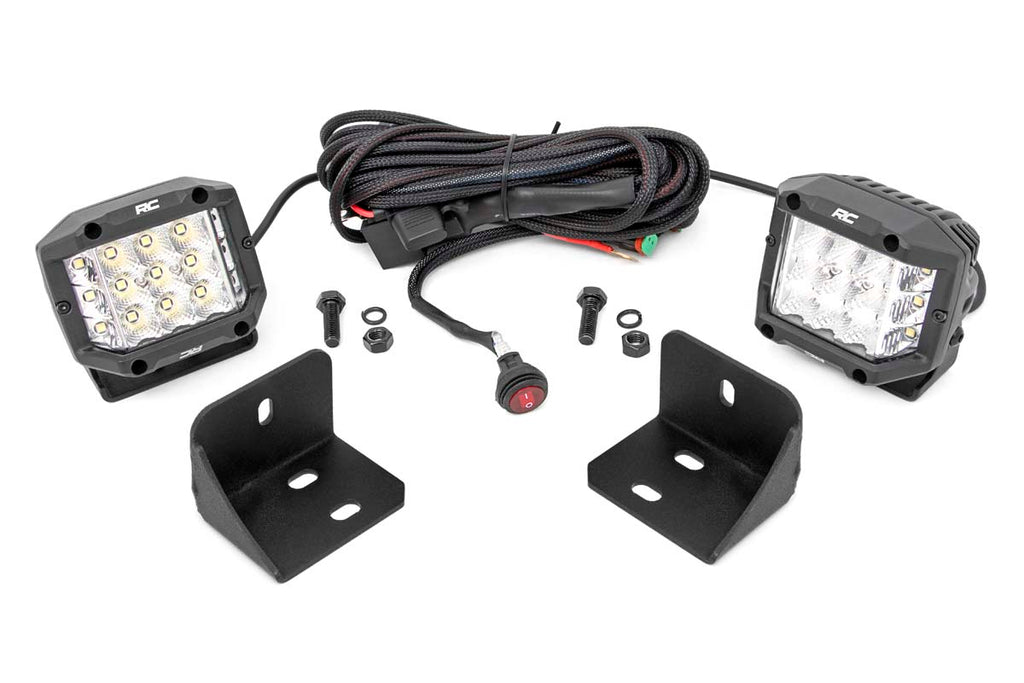 LED Light Rear Cab Mount 3 Inch Chrome Pair Wide Angle Can-Am Defender HD 5/HD 8/HD 9/HD 10 Rough Country