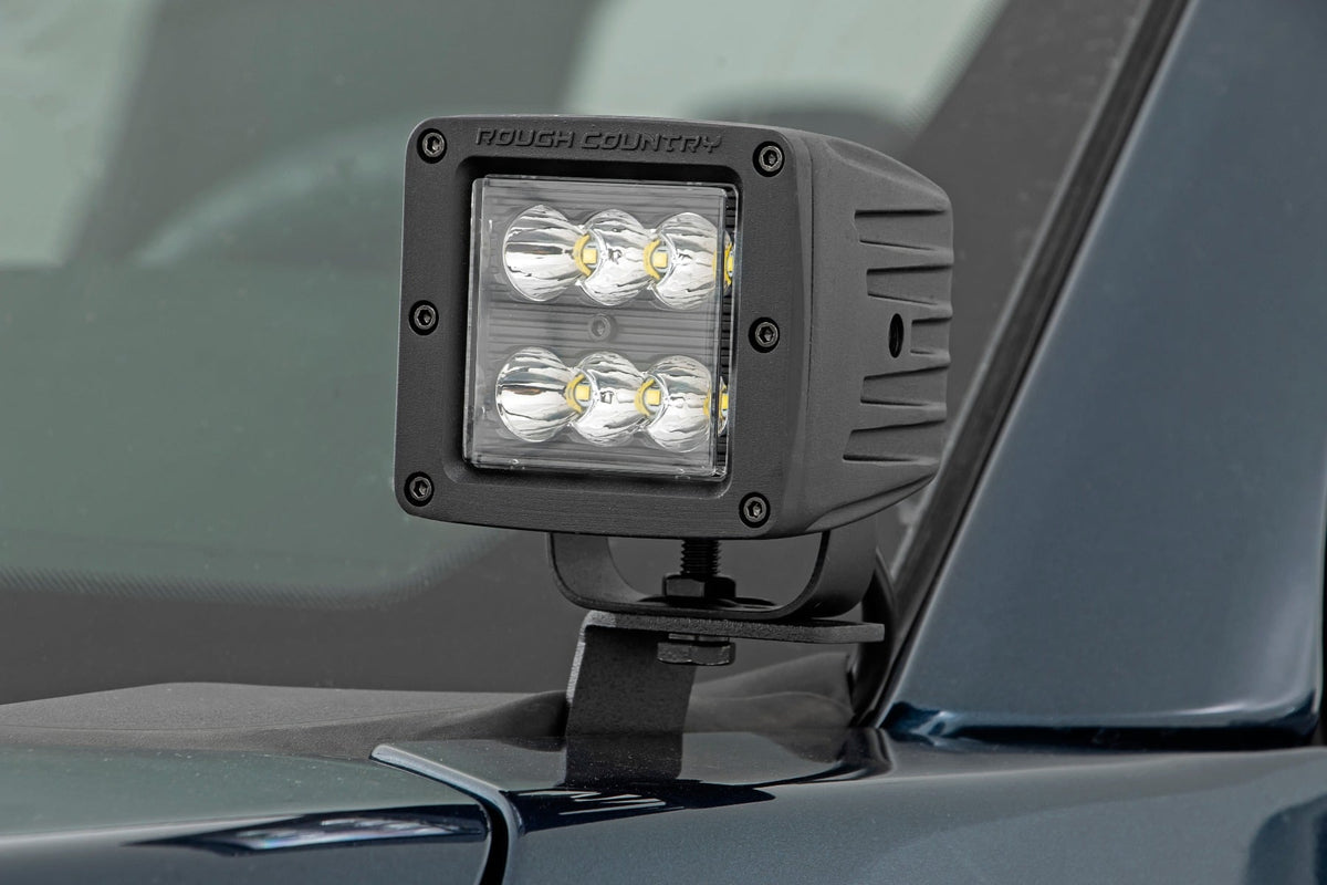 LED Light Pair Ditch Mount 2 Inch Black DRL Ford F-150 (15-26)/F-150 Lightning (22-26) Rough Country