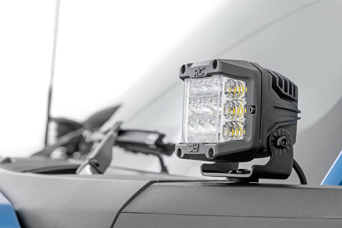LED Light Kit Ditch Mount 2 Inch Black Pair White DRL Ford Bronco (21-25) Rough Country