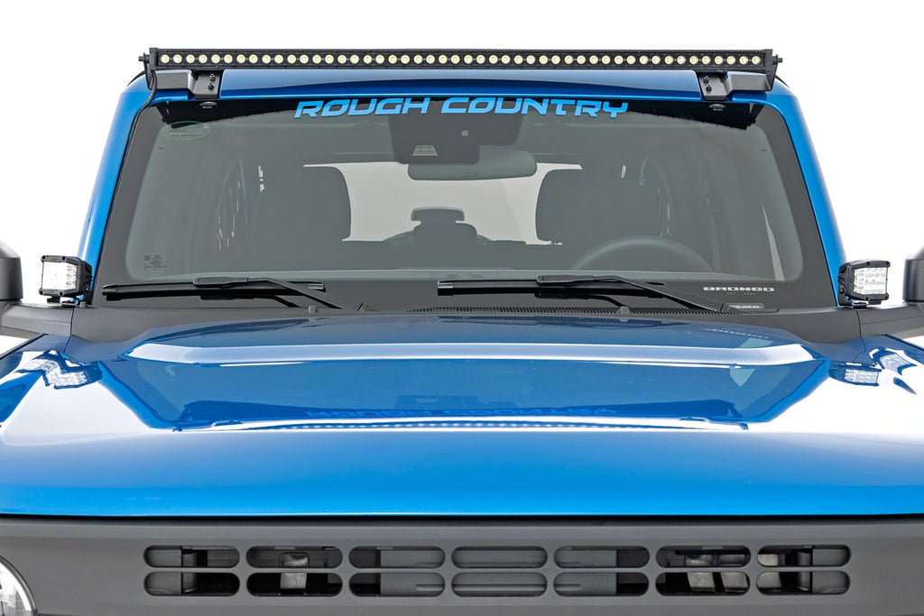LED Light Kit Ditch Mount 2 Inch Black Pair Amber DRL Ford Bronco (21-25) Rough Country