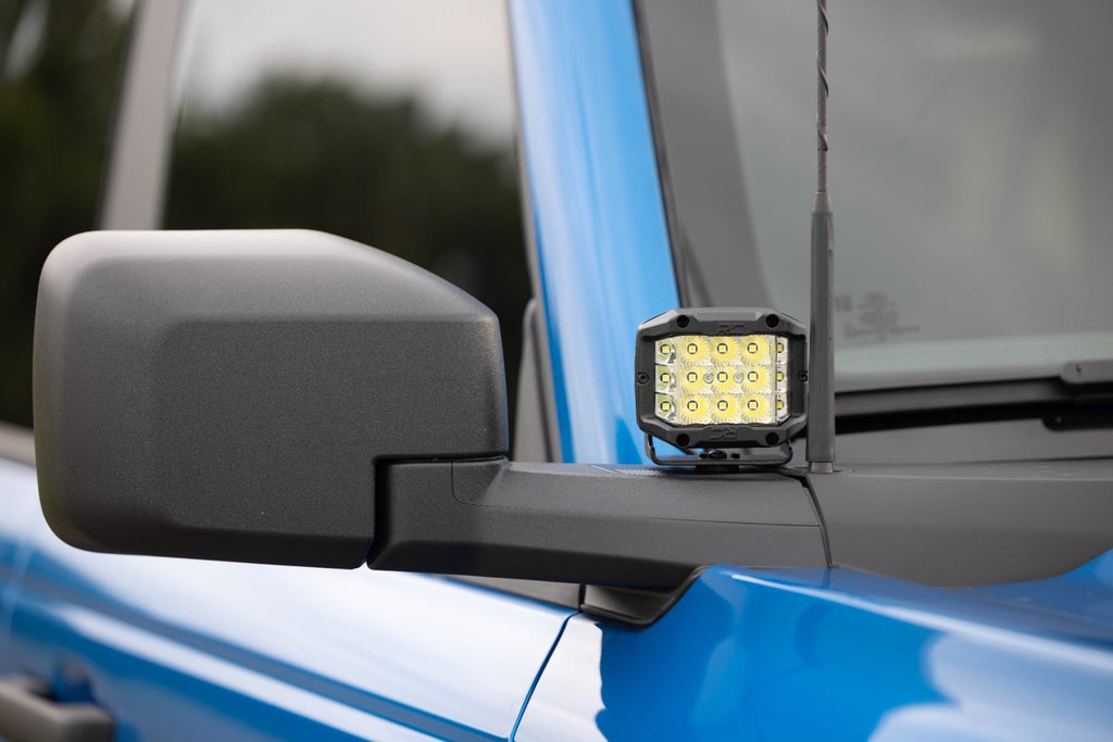 LED Light Kit Ditch Mount 2 Inch Black Pair Amber DRL Ford Bronco (21-25) Rough Country