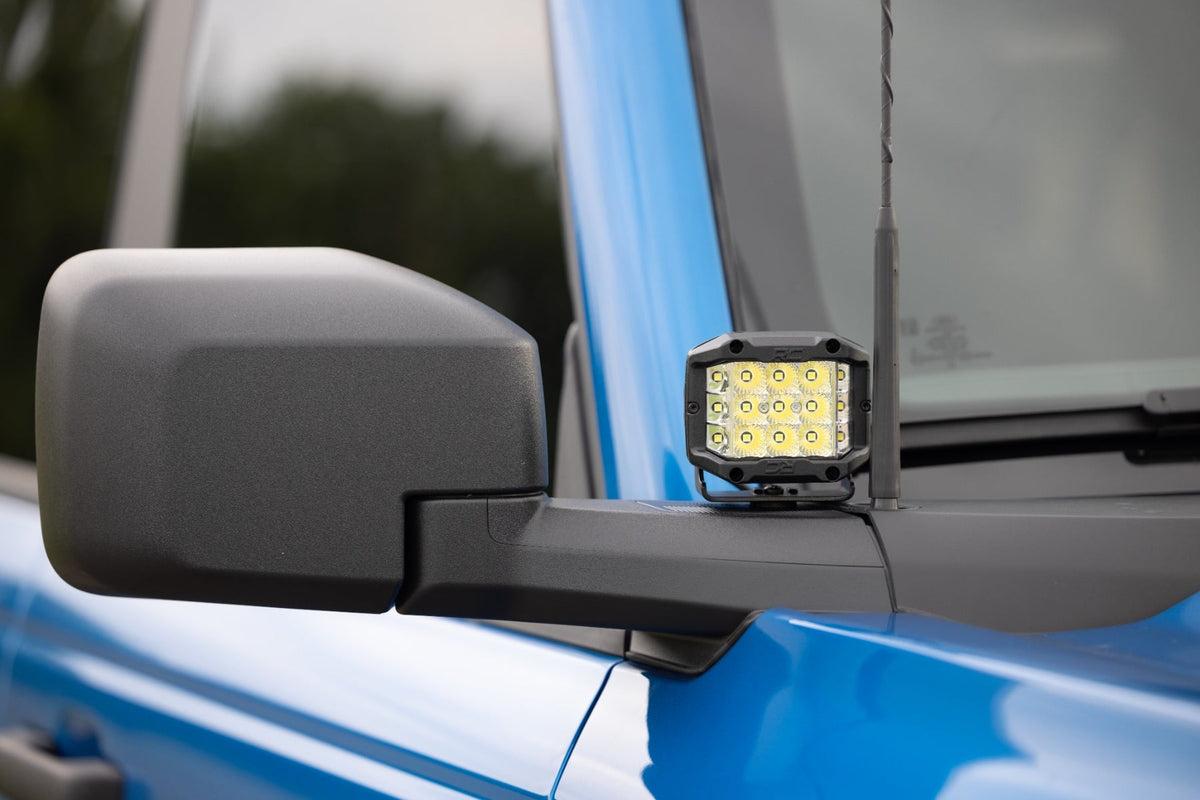 LED Light Kit Ditch Mount 2 Inch Black Pair Amber DRL Ford Bronco (21-25) Rough Country