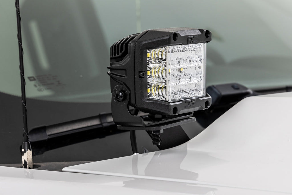 LED Ditch Light Kit 2in Black Pair Amber DRL Silverado/Sierra 1500 (14-18 & Classic) Rough Country