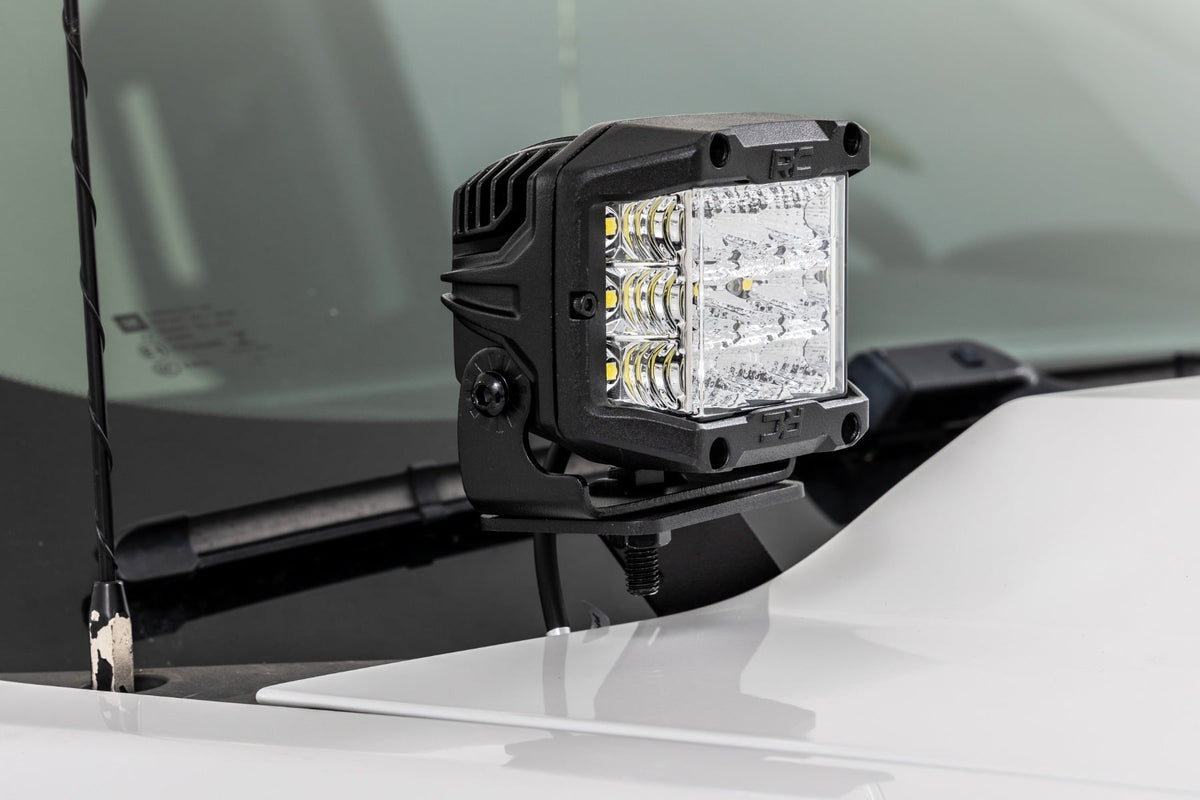 LED Ditch Light Kit 2in Black Pair Amber DRL Silverado/Sierra 1500 (14-18 & Classic) Rough Country