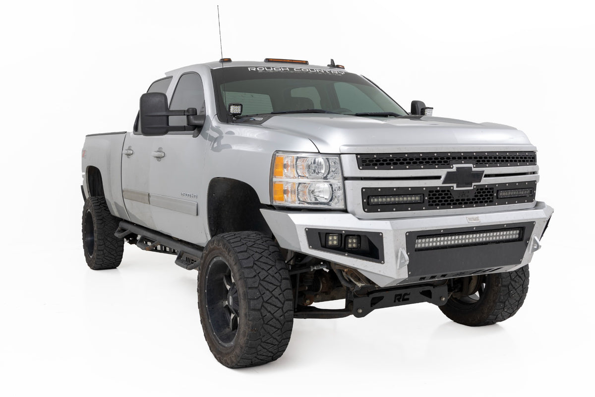 LED Light Kit Ditch Mount 2 Inch Black Pair Spot Chevy 1500 & Silverado/Sierra 2500HD/3500HD (07-14) Rough Country