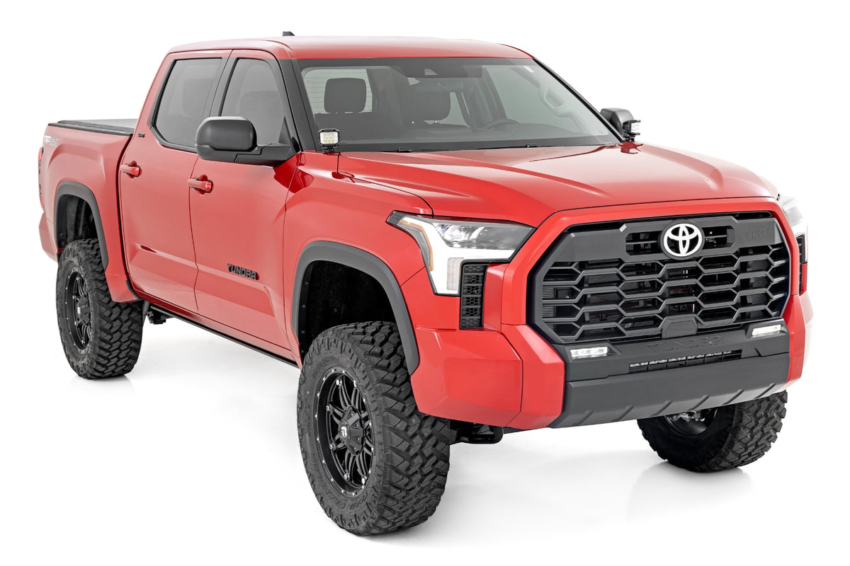 LED Light Kit Ditch Mount 2 Inch Black Pair White DRL Toyota Tundra (22-26) Rough Country