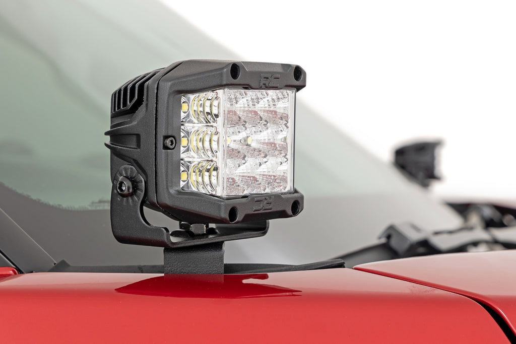 LED Light Kit Ditch Mount 2 Inch Black Pair White DRL Toyota Tundra (22-26) Rough Country