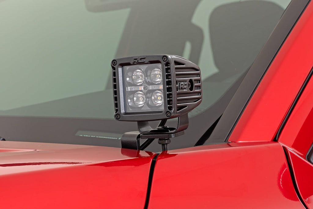 LED Light Kit Ditch Mount 2 Inch Black Pair White DRL Toyota Tacoma (24-26) Rough Country