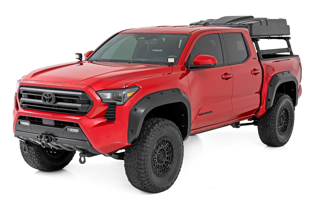 LED Light Kit Ditch Mount 2 Inch Black Pair White DRL Toyota Tacoma (24-26) Rough Country