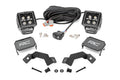LED Light Kit Ditch Mount 2 Inch Black Pair White DRL Toyota Land Cruiser (24-26) Rough Country