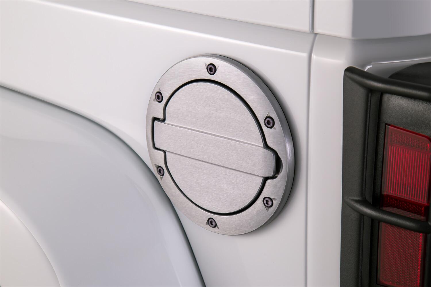Brushed Aluminum Fuel Door For 2007-2018 Jeep Wrangler JK/JK Unlimited 2-Door/4-Door AMP Research