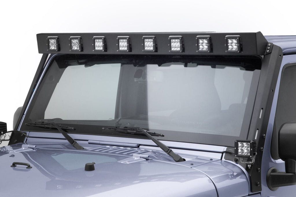 WLF Windshield Light Mount Frame Compatible with Rigid D-Series Dually Textured Black For 2007-2018 Jeep Wrangler JK Go Rhino