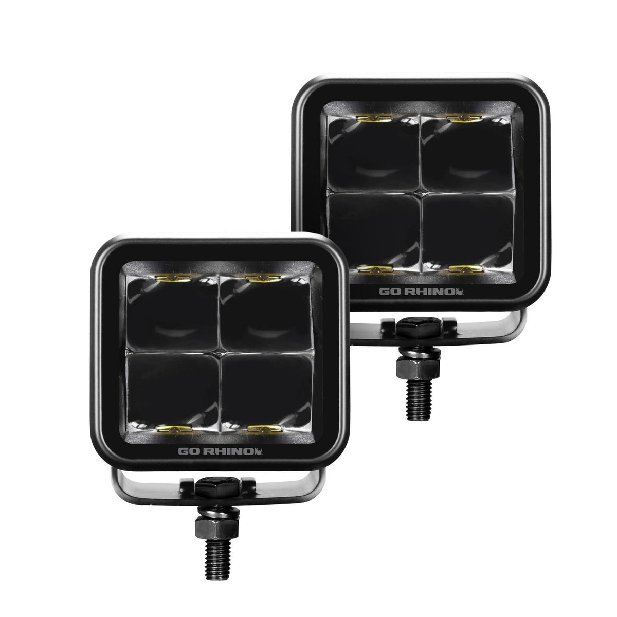 Go Rhino Blackout Series Lights Pair of 2x2 Cube LED Spot Light Kit Black Go Rhino