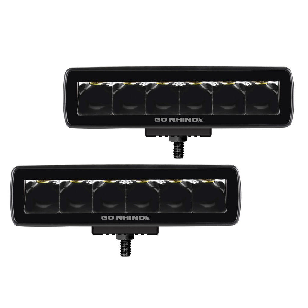 Go Rhino Blackout Series Lights Pair of Sixline LED Spot Light Kit Black Go Rhino