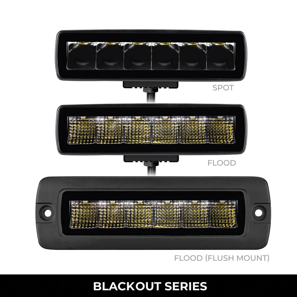 Go Rhino Blackout Series Lights Pair of Sixline LED Spot Light Kit Black Go Rhino